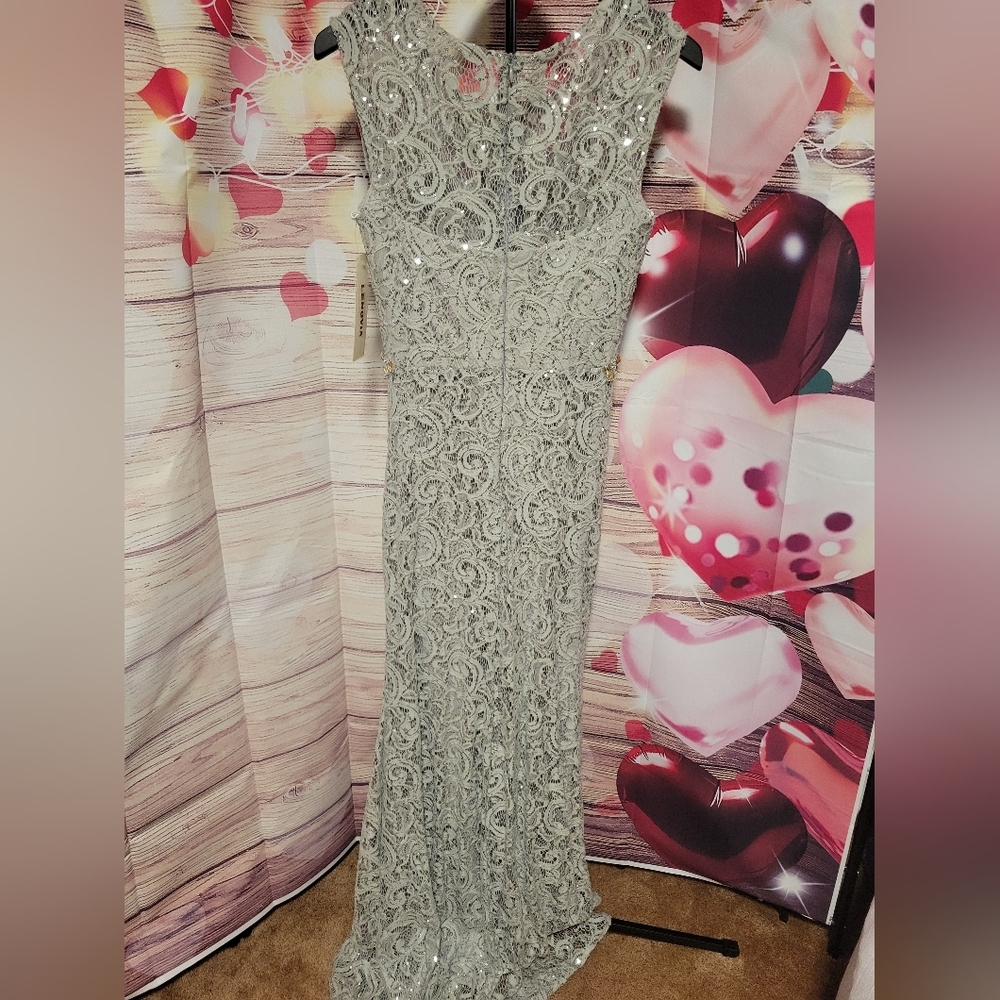Sophisticated Gray Lace Maxi Dress - Picture 4 of 6